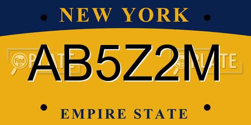 AB5Z2M New York License Plate