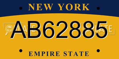 AB62885 New York License Plate