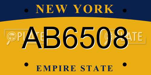 AB6508 New York License Plate