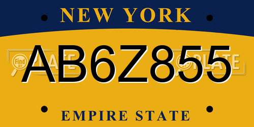 AB6Z855 New York License Plate