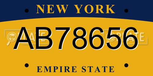 AB78656 New York License Plate