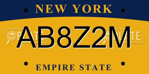 AB8Z2M New York License Plate