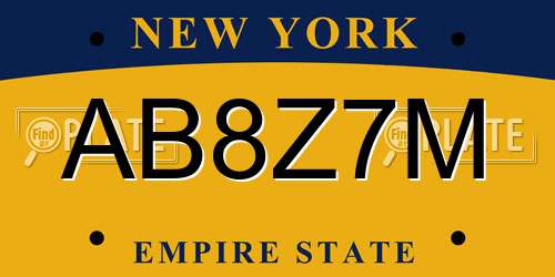 AB8Z7M New York License Plate
