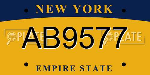 AB9577 New York License Plate