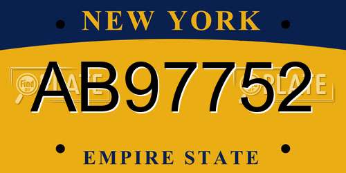 AB97752 New York License Plate