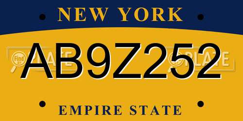 AB9Z252 New York License Plate