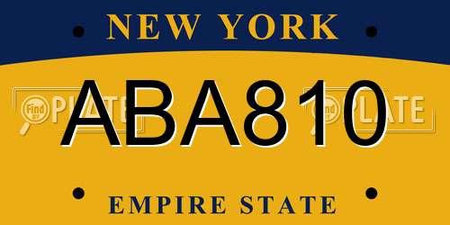 ABA810 New York License Plate