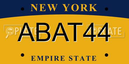 ABAT44 New York License Plate