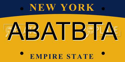 ABATBTA New York License Plate