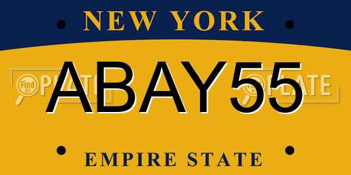 ABAY55 New York License Plate