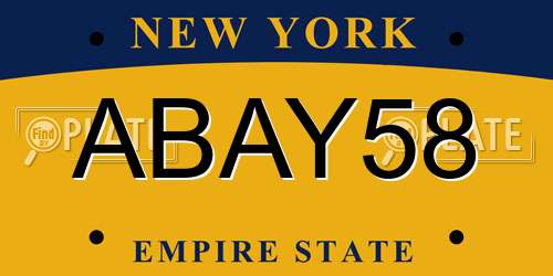 ABAY58 New York License Plate