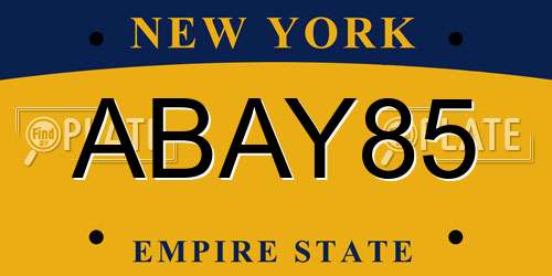 ABAY85 New York License Plate
