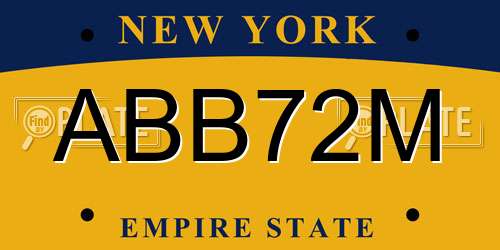 ABB72M New York License Plate