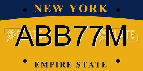 ABB77M New York License Plate
