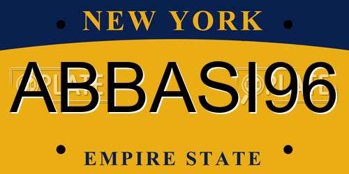 ABBASI96 New York License Plate