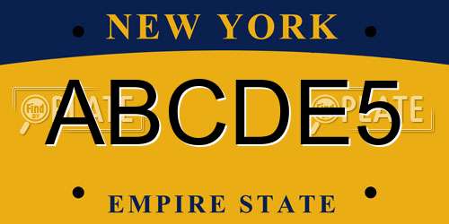 ABCDE5 New York License Plate