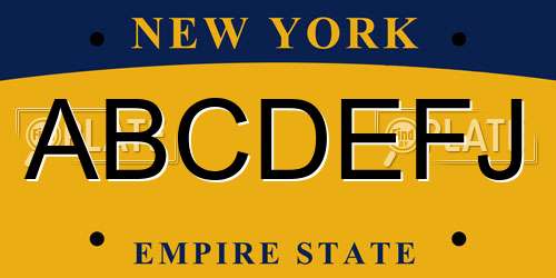 ABCDEFJ New York License Plate