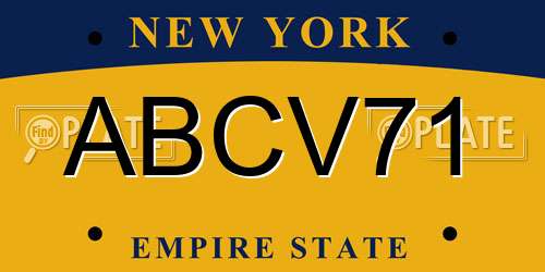 ABCV71 New York License Plate