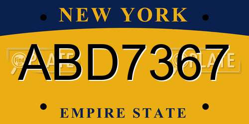 ABD7367 New York License Plate