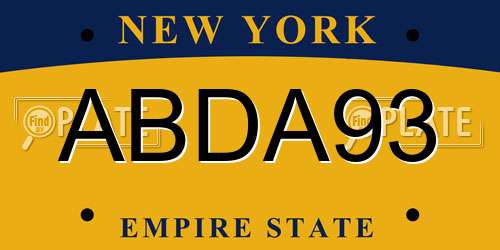 ABDA93 New York License Plate