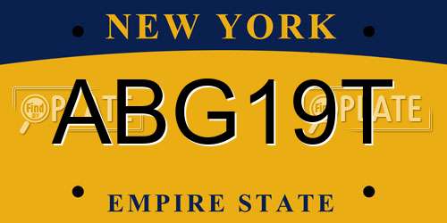ABG19T New York License Plate