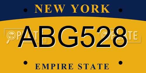 ABG528 New York License Plate