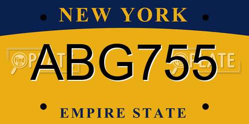 ABG755 New York License Plate