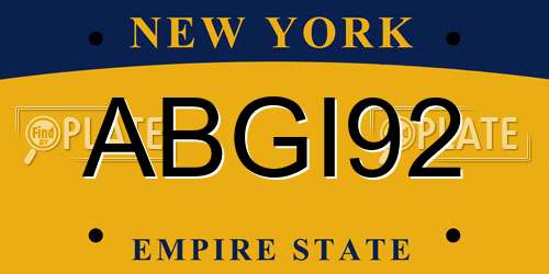 ABGI92 New York License Plate