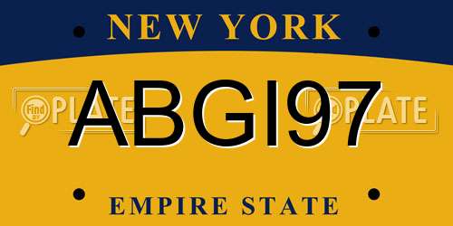 ABGI97 New York License Plate