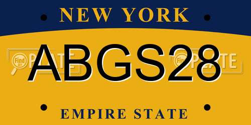 ABGS28 New York License Plate
