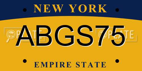 ABGS75 New York License Plate