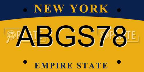 ABGS78 New York License Plate