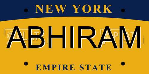 ABHIRAM New York License Plate