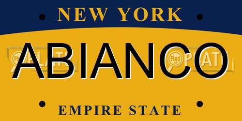 ABIANCO New York License Plate