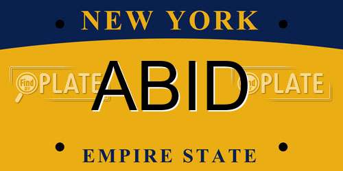 ABID New York License Plate