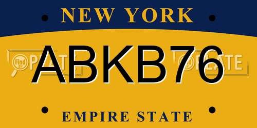 ABKB76 New York License Plate