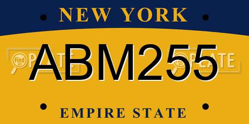 ABM255 New York License Plate