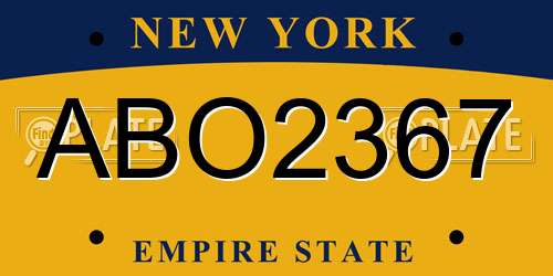 ABO2367 New York License Plate
