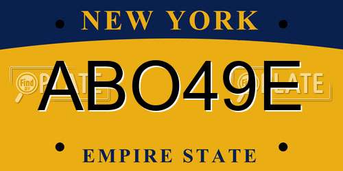 ABO49E New York License Plate