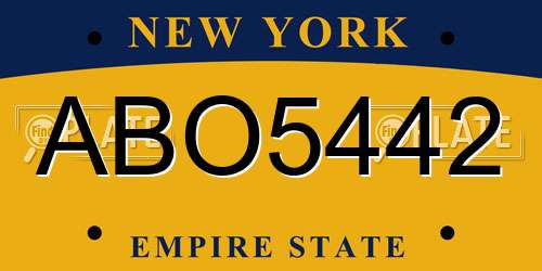 ABO5442 New York License Plate