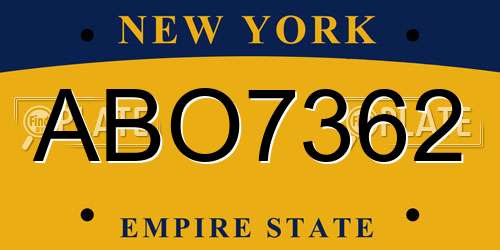 ABO7362 New York License Plate