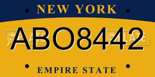 ABO8442 New York License Plate