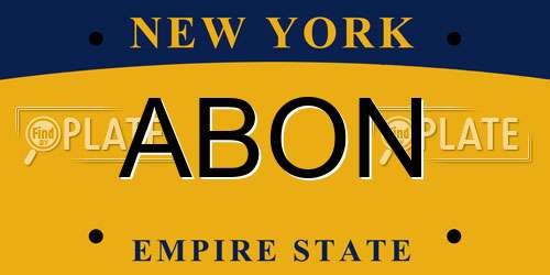 ABON New York License Plate