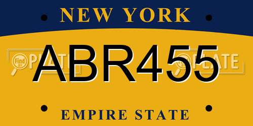 ABR455 New York License Plate