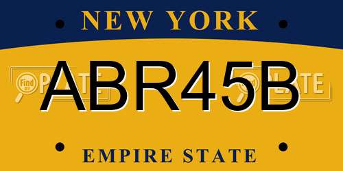 ABR45B New York License Plate