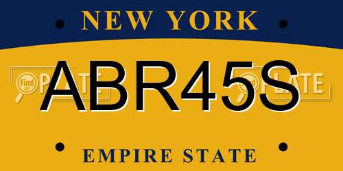 ABR45S New York License Plate
