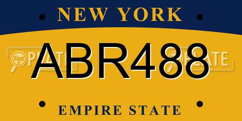 ABR488 New York License Plate