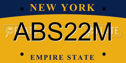 ABS22M New York License Plate