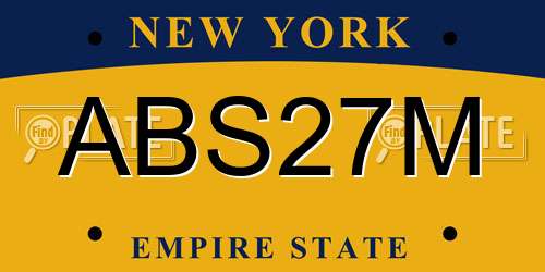 ABS27M New York License Plate