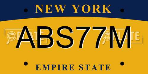 ABS77M New York License Plate